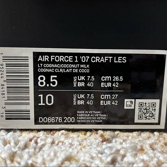 Nike Air Force 1s 07’: Craft ‘Light Cognac’ - Picture 5 of 6